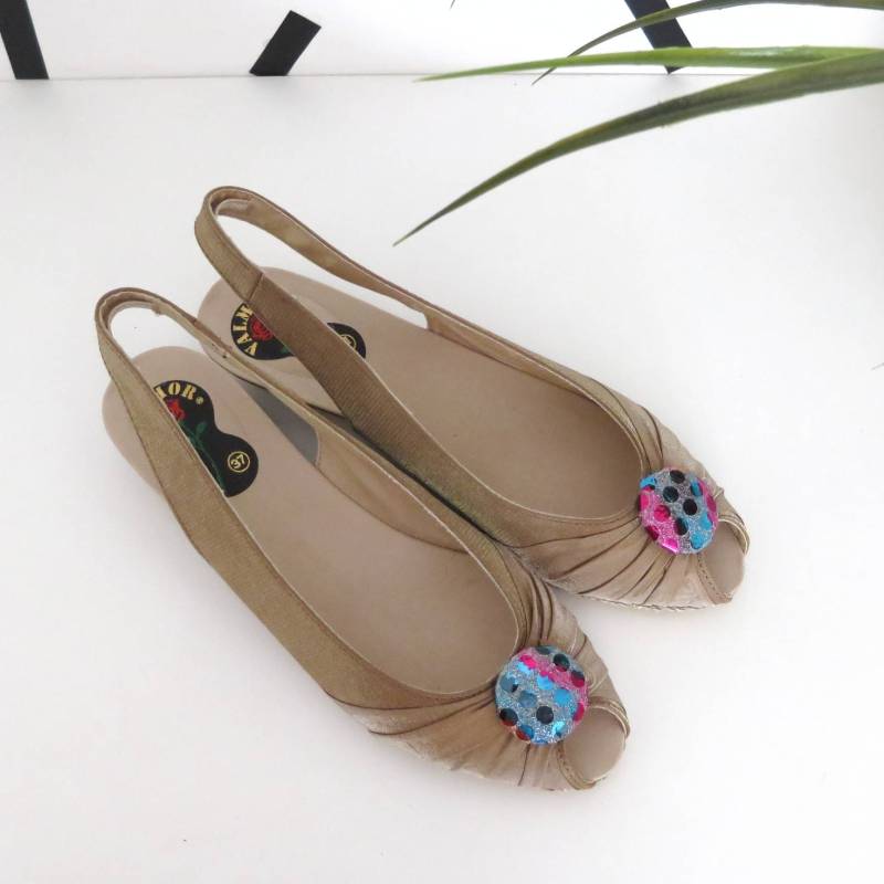 80Er Vintage Peep Toe Schuhe Größe 38 von COCKROACHvtg