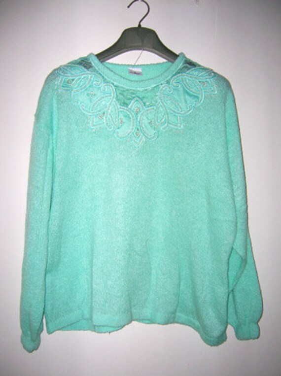 Vintage 80's/90 "S Sweater Verziert Mit Stickereien Und Perlen Größe L von COCKROACHvtg