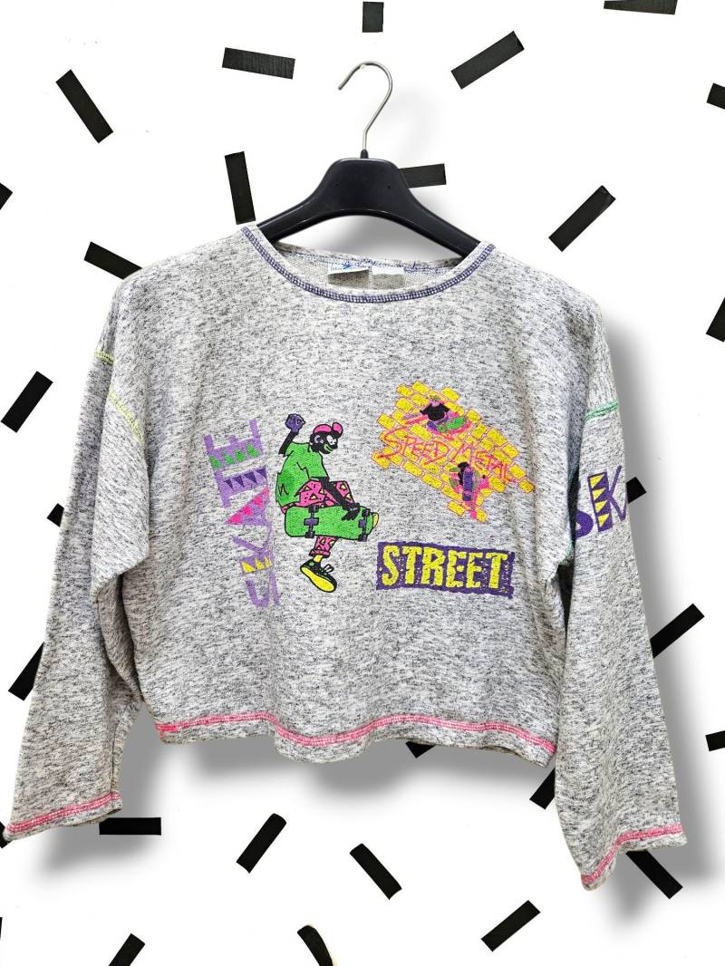 Vintage 90Er Neon Skate Sweatshirt Grösse M L von COCKROACHvtg