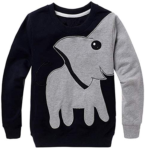 EULLA Jungen Kinder Sweatshirt Elefant Baumwolle T Shirts Pullover Tops schwarz DE 104 von EULLA