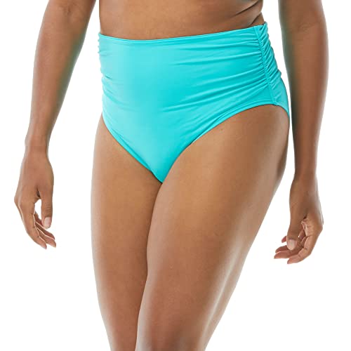 Coco Reef Impulse Rollover Bikinihose – seitlich geraffte niedrige Leibhöhe oder hohe Taille Schwimmhose, Aqua 445, 3X-Large von COCO REEF