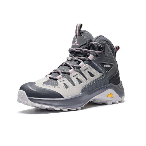 COCOFA Damen Wasserdicht Wanderstiefel Outdoor Leicht Atmungsaktiv Leder Trekking Camping Bergsteigen Schuhe, GRAU, 38.5 EU von COCOFA