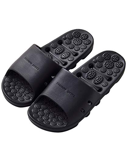 COCOHOME Unisex flip flops herren pantoffeln sliders strand pool schuhe mit massage-point slide slip on dusche sandalen schuhe öffnen zehe-mules fitness schuhe nicht beleg-pool 6 7 uk 6/7 uk schwarz von COCOHOME