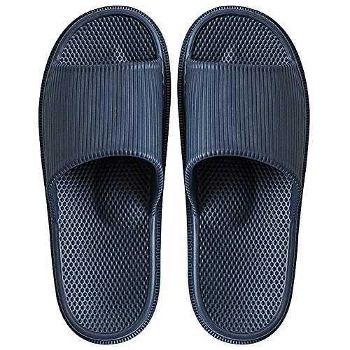 Herren Bade Latschen Schlappen Sandalen Dusch-& Badeschuhe Hausschuhe Slides Flip Flops Sommer mit Massage Punkt Slippers Indoor Rutschfest Home infarbig,Marine Blau (MP in der Mitte) ,42-43 EU von COCOHOME