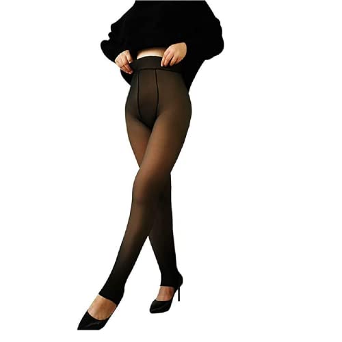 COCOPHIE C Frauen gefälschte durchscheinende warme Fleece-Strumpfhosen mit hoher Taille Leggings Winter warme elastische Hosen BK Halber Fuß 220g von COCOPHIE C