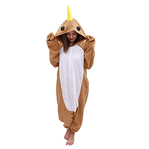 Einteiler Narwhal Tier-Pyjama für Erwachsene, Halloween, Cosplay-Kostüm - Braun - Small von COCOPLAY W