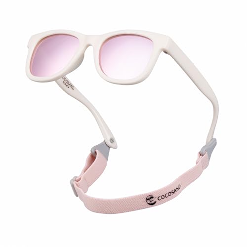 COCOSAND Baby-Sonnenbrille mit Band, polarisiert, UV-Schutz, weiches Silikon-Nasenauflage für Kleinkinder Mädchen Jungen Alter 0-24 Monate von COCOSAND