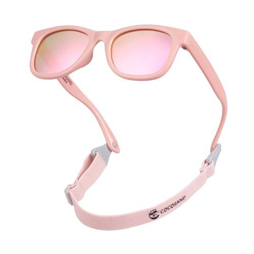 COCOSAND Baby-Sonnenbrille mit Band, polarisiert, flexibles Gestell für Kleinkinder, Säuglinge, neugeborene Mädchen und Jungen im Alter von 0-24 Monaten von COCOSAND