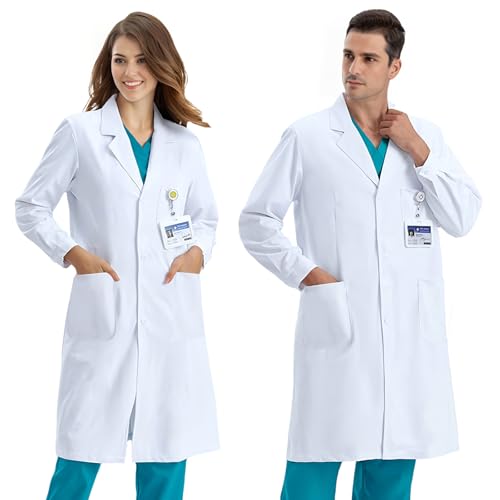 COCREAZY Laborkittel Baumwolle Arztkittel Damen Herren, Chemie Kittel Weiß Labormantel Arztmantel Langarm Medizin Arzt Kostüm Labor Kittel mit Knöpfen 3 Tasch Arbeitskittel für Schüler Cosplay, XL COCREAZY Laborkittel Baumwolle Arztkittel Damen Herren, Chemie Kittel Weiß Labormantel Arztmantel Langarm Medizin Arzt Kostüm Labor Kittel mit Knöpfen 3 Tasch Arbeitskittel für Schüler Cosplay, XL von COCREAZY