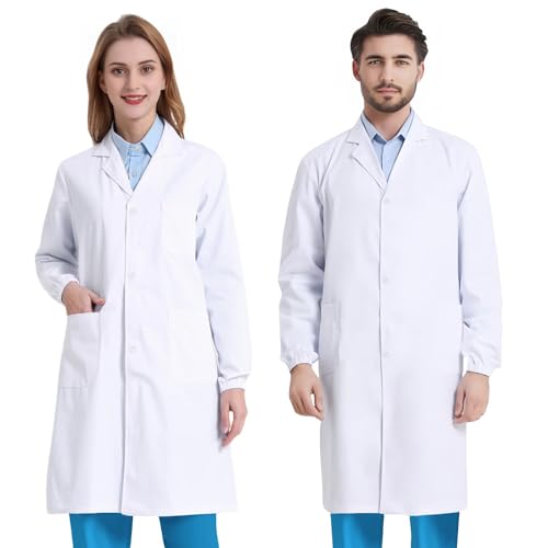 COCREAZY Laborkittel Damen Arztkittel Herren Arzt Kostüm Baumwolle Chemie Labormantel, Unisex Chemie Kittel Schüler Langarm Arztkittel Weiß Medizin Kittel Malerkittel für Labor Krankenhaus Arbeit, XXL COCREAZY Laborkittel Damen Arztkittel Herren Arzt Kostüm Baumwolle Chemie Labormantel, Unisex Chemie Kittel Schüler Langarm Arztkittel Weiß Medizin Kittel Malerkittel für Labor Krankenhaus Arbeit, XXL von COCREAZY