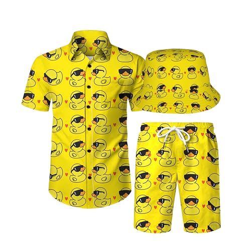 COCYPAN 16 70er Jahre Hemden für Herren, Hippie-Shirt, 70er-Jahre-Shirt, Herren-Hawaii-Hemden und Shorts, Set 16-S, 21 Lustige gelbe Ente, X-Large COCYPAN 16 70er Jahre Hemden für Herren, Hippie-Shirt, 70er-Jahre-Shirt, Herren-Hawaii-Hemden und Shorts, Set 16-S, 21 Lustige gelbe Ente, X-Large von COCYPAN