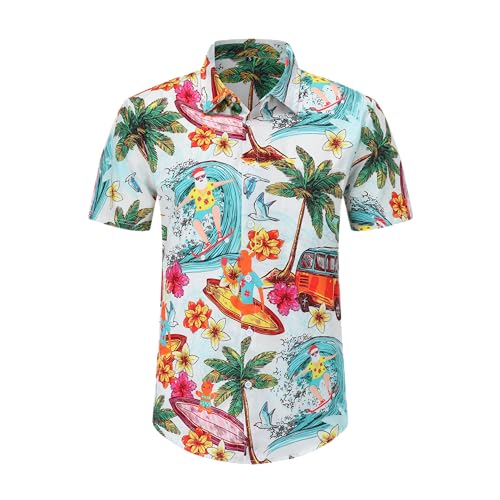 Weihnachts-Hawaii-Hemden für Herren, lustige Weihnachtshemden, Weihnachtshemden für Männer, hässliche Hemden, hawaiianisches Weihnachtsmannblau, 01-S, 03, 3X-Groß von COCYPAN