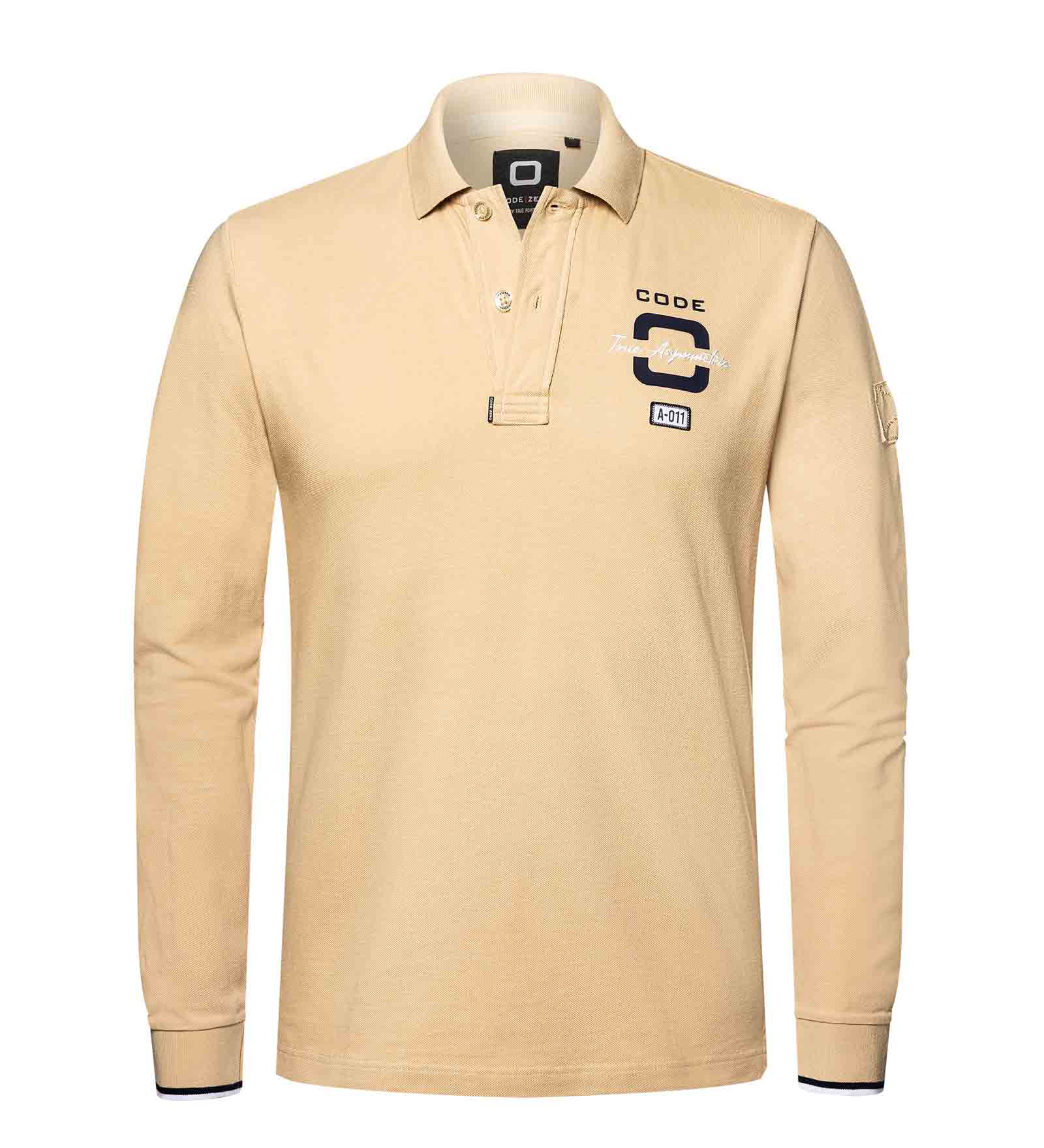 Longsleeve Poloshirt Herren Signal beige L CODE-ZERO von CODE-ZERO