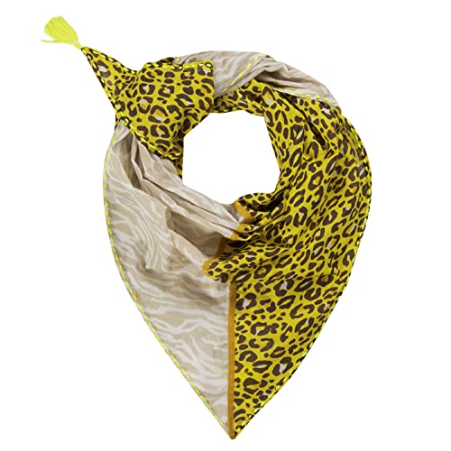 CODELLO Damen Dreieckstuch mit Animal-Print aus Bio-Baumwolle YELLOW MEDIUM Onesize von CODELLO