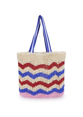 CODELLO Damen Gehäkelter Shopper aus Papier mit Zickzack-Muster von CODELLO
