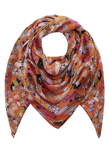 CODELLO Peanuts Halstuch Damen, 140x140cm, 100% Polyester, dünnes Tuch mit Peanuts Print von CODELLO