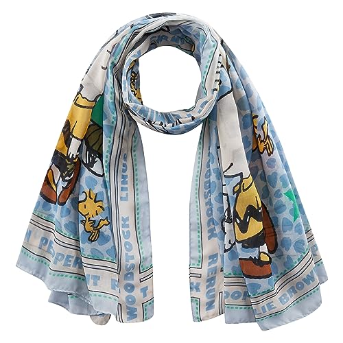CODELLO Damen Schal Peanuts Design aus recyceltem Polyester Vielseitiger Schal für jede Saison, Leichtes Tuch, Snoopy & Charlie Brown Print, Perfekt für Frühling, Sommer, Herbst, Winter von CODELLO
