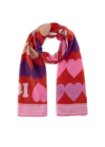 CODELLO Damen Schal aus recyceltem Polyester mit Herzen- und Schrift-Print von CODELLO