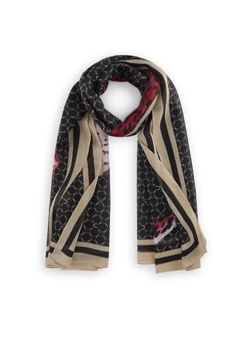 CODELLO Damen Schal aus recyceltem Polyester mit Monogramm-Muster und Leopard von CODELLO