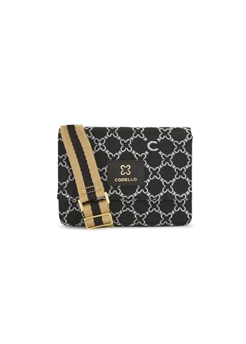CODELLO Damen Umhängetasche aus robustem Jacquard-Gewebe mit Monogramm-Muster von CODELLO