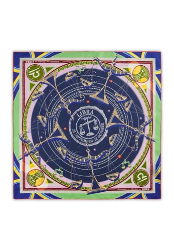 CODELLO Exklusives Sternzeichen-Tuch aus reiner Seide (Waage, blau) von CODELLO