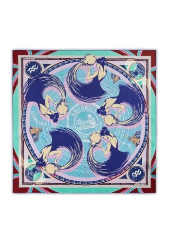 CODELLO Exklusives Sternzeichen-Tuch aus reiner Seide (Wassermann, blau) von CODELLO