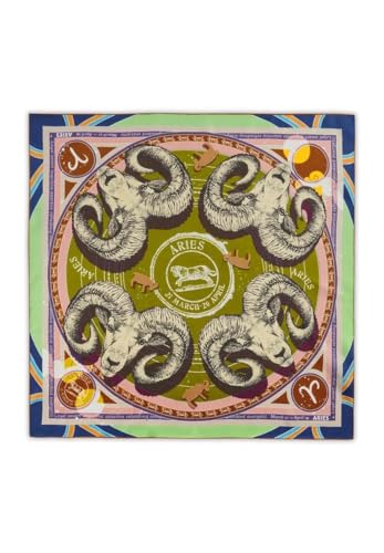 CODELLO Exklusives Sternzeichen-Tuch aus reiner Seide (Widder, khaki) von CODELLO