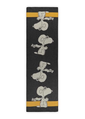 CODELLO Peanut Schal aus weicher Viskose mit fahrendem Snoopy-Allover-Motiv (black) von CODELLO