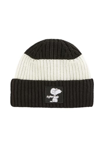 CODELLO Peanuts Strickmütze aus weicher Wollmischung mit Snoopy-Patch (DE/NL/SE/PL, Alphanumerisch, Einheitsgröße, Black) von CODELLO