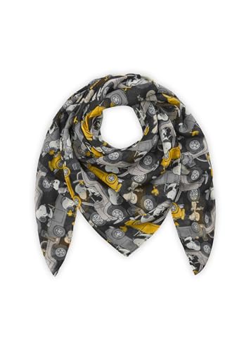 CODELLO Peanuts Tuch aus recyceltem Polyester mit fahrendem Snoopy-Allover-Motiv (black) von CODELLO