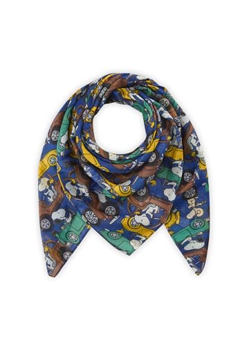 CODELLO Peanuts Tuch aus recyceltem Polyester mit fahrendem Snoopy-Allover-Motiv (blau) von CODELLO