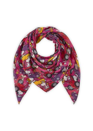 CODELLO Peanuts Tuch aus recyceltem Polyester mit fahrendem Snoopy-Allover-Motiv (red) von CODELLO