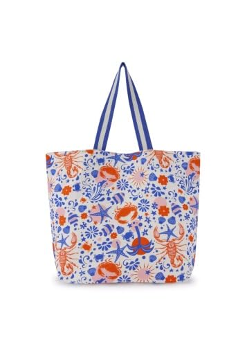 Codello Cotton Shopper Ciao Bella, Strandtasche, Blau-Rot von CODELLO