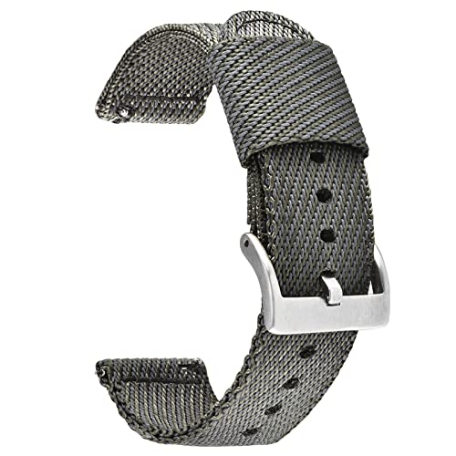 CODFIEDY Uhrenarmband für Herren und Damen, 20 mm, 22 mm, Twill-gewebtes Nylon, Premium-Nylon-Uhrenarmband mit gebürsteter Edelstahl-Schnalle, mehrfarbig, grau, 20 mm CODFIEDY Uhrenarmband für Herren und Damen, 20 mm, 22 mm, Twill-gewebtes Nylon, Premium-Nylon-Uhrenarmband mit gebürsteter Edelstahl-Schnalle, mehrfarbig, grau, 20 mm von CODFIEDY