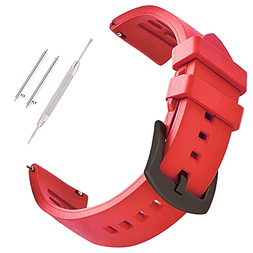 Dive/Sports Silikon Uhrenarmbänder Quick Realese Gummi Uhrenarmbänder 18mm 19mm 20mm 21mm 22mm 24mm für Männer und Frauen, Rote, schwarze Schnalle, 20 mm, Riemen Dive/Sports Silikon Uhrenarmbänder Quick Realese Gummi Uhrenarmbänder 18mm 19mm 20mm 21mm 22mm 24mm für Männer und Frauen, Rote, schwarze Schnalle, 20 mm, Riemen von CODFIEDY