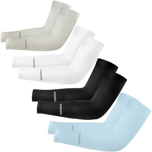 CODIRATO 4 Paar Armlinge UV Schutz Unisex Sport Armstulpen Arm Sleeves Anti-UV Sonnenschutz Armschutz Rutschfeste Ärmlinge Arm Kühler Atmungsaktiv Armwärmer Armabdeckung für Outdoor-Aktivitäten Sport von CODIRATO