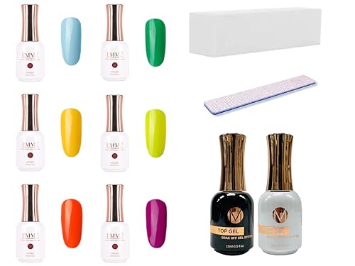 CÔEM - Premium Nagellack Set für UV-Lampe 6 Farben inkl. 1 Base, 1 Top Coat, 1 Buffer, 1 Nagelfeile - Langanhaltend & schnelltrocknend - Gellack Shellac professioneller Look - Nail Polish Neon Farben von CÔEM