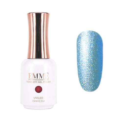 CÔEM - Premium Gel UV Nagellack langanhaltend für UV-Lampe - Gellack Shellac 400 Farben (Glitzer, Metallic, Schimmernd) Nail Polish schnelltrocknend - Gelnagellack 15ml GP335 hellblau/glitzer von CÔEM