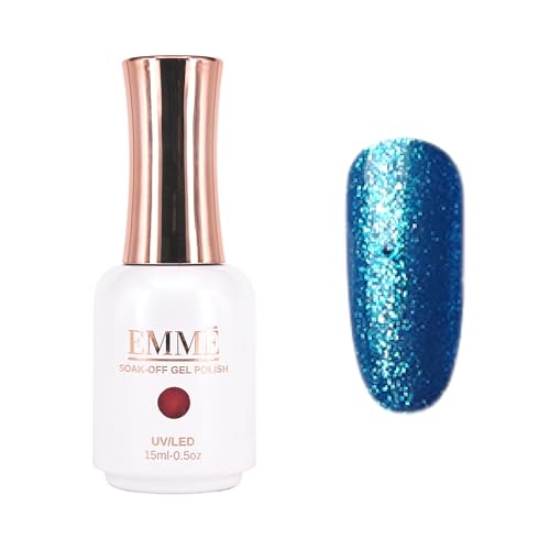 CÔEM - Premium Gel UV Nagellack langanhaltend für UV-Lampe - Gellack Shellac 400 Farben (Glitzer, Metallic, Schimmernd) Nail Polish schnelltrocknend - Gelnagellack 15ml GP339 blau/glitzer von CÔEM