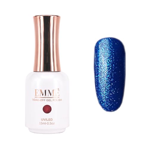 CÔEM - Premium Gel UV Nagellack langanhaltend für UV-Lampe - Gellack Shellac 400 Farben (Glitzer, Metallic, Schimmernd) Nail Polish schnelltrocknend - Gelnagellack 15ml GP344 blau/glitzer von CÔEM