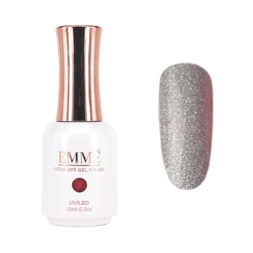 CÔEM - Premium Gel UV Nagellack langanhaltend für UV-Lampe - Gellack Shellac 400 Farben (Glitzer, Metallic, Schimmernd) Nail Polish schnelltrocknend - Gelnagellack 15ml GP362 grau/silber glitzer von CÔEM