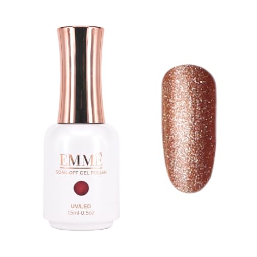 CÔEM - Premium Gel UV Nagellack langanhaltend für UV-Lampe - Gellack Shellac 400 Farben (Glitzer, Metallic, Schimmernd) Nail Polish schnelltrocknend & deckend - Gelnagellack 15ml GP289 braun/glitzer von CÔEM