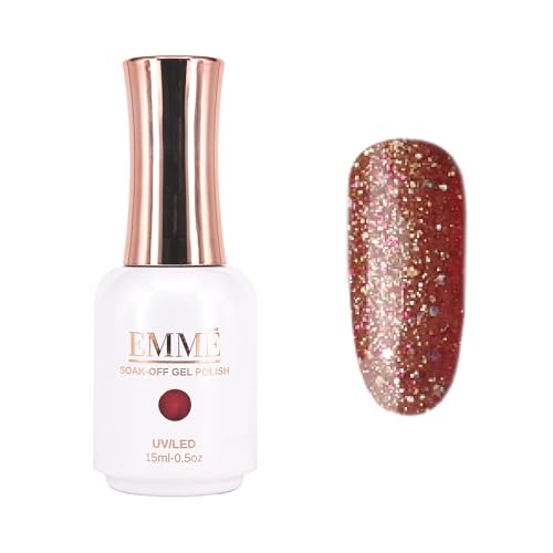 CÔEM - Premium Gel UV Nagellack langanhaltend für UV-Lampe - Gellack Shellac 400 Farben (Glitzer, Metallic, Schimmernd) Nail Polish schnelltrocknend & deckend - Gelnagellack 15ml GP290 braun/glitzer von CÔEM