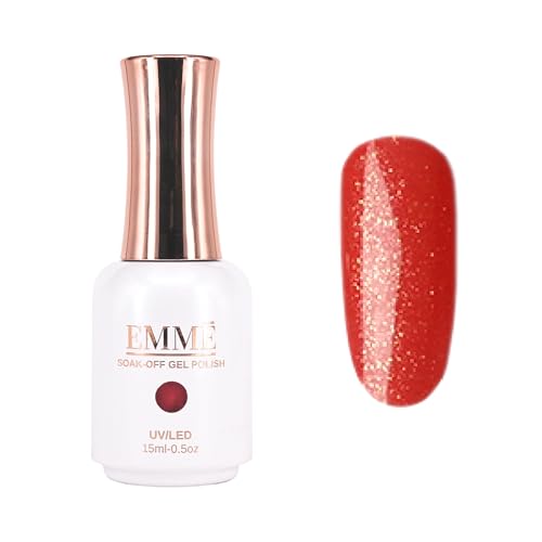 CÔEM - Premium Gel UV Nagellack langanhaltend für UV-Lampe - Gellack Shellac 400 Farben (Glitzer, Metallic, Schimmernd) Nail Polish schnelltrocknend & deckend - Gelnagellack 15ml GP291 rot/glitzer von CÔEM