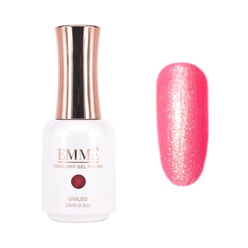 CÔEM - Premium Gel UV Nagellack langanhaltend für UV-Lampe - Gellack Shellac 400 Farben (Glitzer, Metallic, Schimmernd) Nail Polish schnelltrocknend & deckend - Gelnagellack 15ml GP299 rosa/glitzer von CÔEM