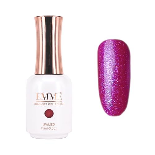 CÔEM - Premium Gel UV Nagellack langanhaltend für UV-Lampe - Gellack Shellac 400 Farben (Glitzer, Metallic, Schimmernd) Nail Polish schnelltrocknend & deckend - Gelnagellack 15ml GP304 lila/glitzer von CÔEM