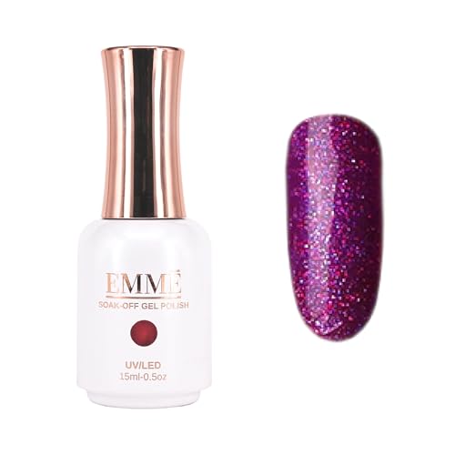 CÔEM - Premium Gel UV Nagellack langanhaltend für UV-Lampe - Gellack Shellac 400 Farben (Glitzer, Metallic, Schimmernd) Nail Polish schnelltrocknend & deckend - Gelnagellack 15ml GP305 lila/glitzer von CÔEM