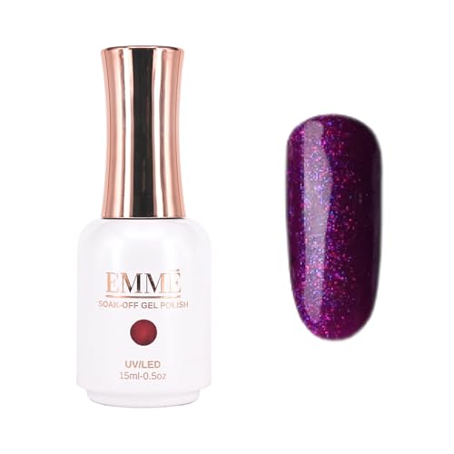 CÔEM - Premium Gel UV Nagellack langanhaltend für UV-Lampe - Gellack Shellac 400 Farben (Glitzer, Metallic, Schimmernd) Nail Polish schnelltrocknend & deckend - Gelnagellack 15ml GP309 lila/glitzer von CÔEM