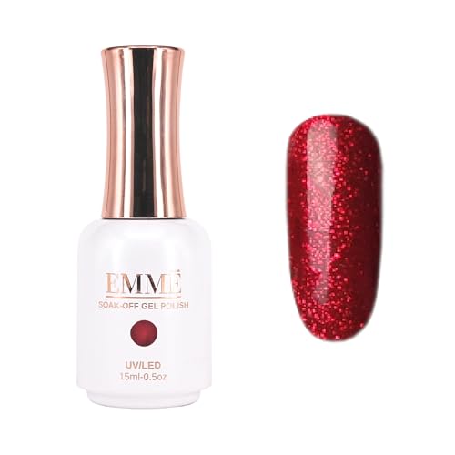 CÔEM - Premium Gel UV Nagellack langanhaltend für UV-Lampe - Gellack Shellac 400 Farben (Glitzer, Metallic, Schimmernd) Nail Polish schnelltrocknend & deckend - Gelnagellack 15ml GP318 rot/glitzer von CÔEM