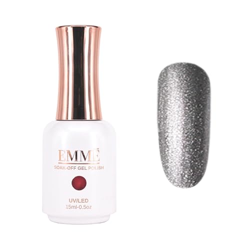 CÔEM - Premium Gel UV Nagellack langanhaltend für UV-Lampe - Gellack Shellac 400 Farben (Glitzer & Metallic) Nail Polish schnelltrocknend & deckend - Gelnagellack 15ml GP230 grau/silber glitzer von CÔEM